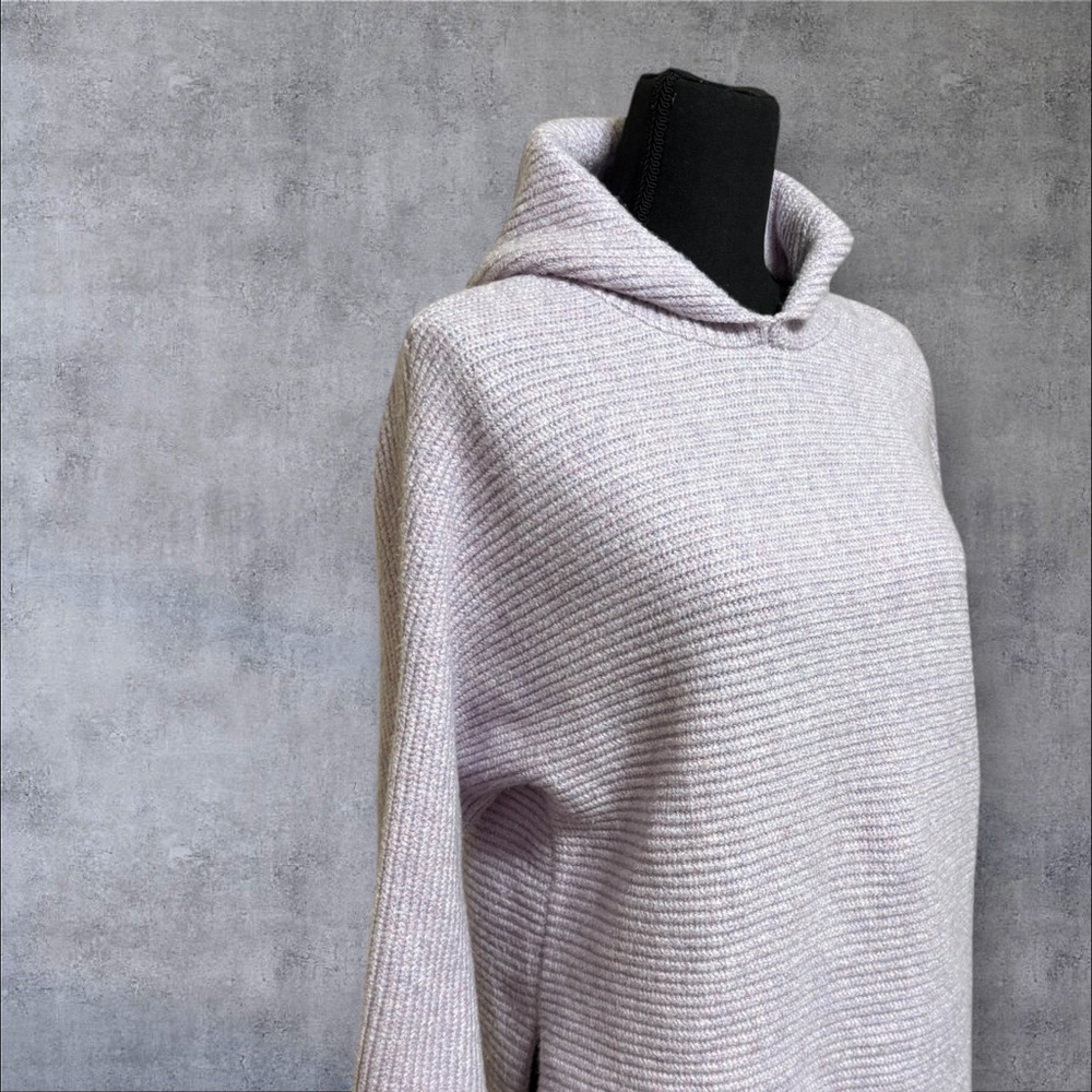 Old Navy lavender ribbed knit hooded sweater with a cowl neck. - Picture 2 of 5